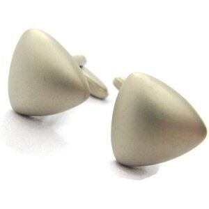 Puffed Triangle Cufflinks Grey Flat Silver Tone Shirt Accessories Wedding Vtg